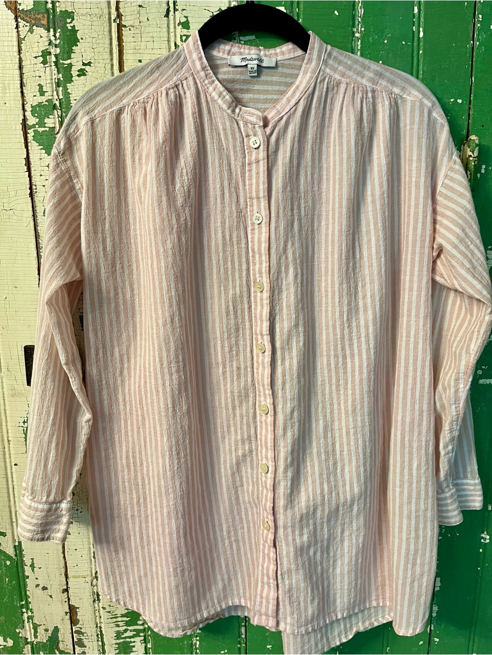 Madewell Light Pink & White Striped Button-Up Shirt XS